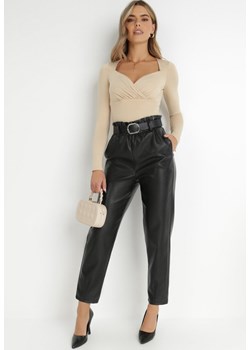 Czarne Spodnie z Paskiem Gisele ze sklepu Born2be Odzież w kategorii Spodnie damskie - zdjęcie 172030943