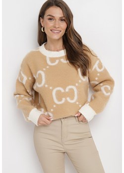 Beżowy Sweter Oversize Phisnun ze sklepu Born2be Odzież w kategorii Swetry damskie - zdjęcie 172031040