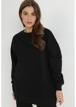 Czarna Bluza Oversize z Polarem Mes ze sklepu Born2be Odzież w kategorii Bluzy damskie - zdjęcie 172031072