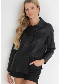 Czarna Koszula z Imitacji Skóry Chiphi ze sklepu Born2be Odzież w kategorii Koszule damskie - zdjęcie 172031224