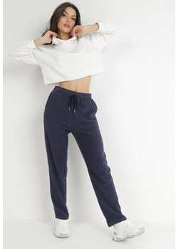 Granatowe Spodnie Dresowe Esani ze sklepu Born2be Odzież w kategorii Spodnie damskie - zdjęcie 172031304