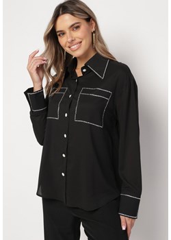 Czarna Koszula z Ozdobnym Kołnierzem Jenevieve ze sklepu Born2be Odzież w kategorii Koszule damskie - zdjęcie 172031410