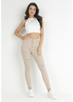 Beżowe Jeansy Skinny na Guziki Arru ze sklepu Born2be Odzież w kategorii Jeansy damskie - zdjęcie 172031423