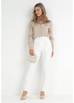 Białe Spodnie Garniturowe z Paskiem Nemez ze sklepu Born2be Odzież w kategorii Spodnie damskie - zdjęcie 172031441