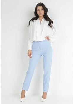 Jasnoniebieskie Spodnie Cygaretki z Imitacją Kieszeni Anilnig ze sklepu Born2be Odzież w kategorii Spodnie damskie - zdjęcie 172031443