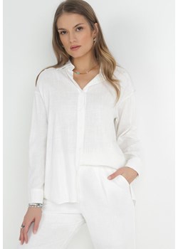 Biała Bawełniana Koszula z Dłuższym Tyłem Cadicius ze sklepu Born2be Odzież w kategorii Koszule damskie - zdjęcie 172031503