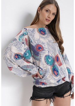Jasnobeżowa 3w1 Bluzka Kombinezon i Spodnie w Roślinny Wzór Floressa ze sklepu Born2be Odzież w kategorii Kombinezony damskie - zdjęcie 172031571