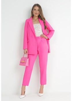 Różowe Spodnie Cygaretki z Wysokim Stanem i Gumką w Pasie Elexis ze sklepu Born2be Odzież w kategorii Spodnie damskie - zdjęcie 172031591