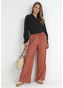 Ciemnoróżowe Spodnie z Gumką w Pasie Angelona ze sklepu Born2be Odzież w kategorii Spodnie damskie - zdjęcie 172031733