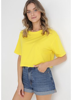 Żółty Krótki T-shirt Oversize Lilu ze sklepu Born2be Odzież w kategorii Bluzki damskie - zdjęcie 172031841