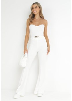 Białe Spodnie Dzwony z Gumką w Pasie Dallagti ze sklepu Born2be Odzież w kategorii Spodnie damskie - zdjęcie 172032021