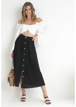Czarna Spódnica Maxi z Guzikami i Gumką w Pasie Aurorsa ze sklepu Born2be Odzież w kategorii Spódnice - zdjęcie 172032121