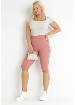 Różowe Elastyczne Spodnie z Nogawkami 3/4 i Kieszeniami Kenetta ze sklepu Born2be Odzież w kategorii Spodnie damskie - zdjęcie 172032183