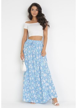 Niebieska Spódnica Maxi Bawełniana w Kwiaty Shimine ze sklepu Born2be Odzież w kategorii Spódnice - zdjęcie 172032372