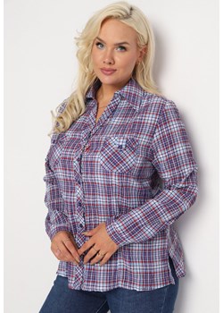 Granatowa Koszula w Kratę Pilika ze sklepu Born2be Odzież w kategorii Koszule damskie - zdjęcie 172032464
