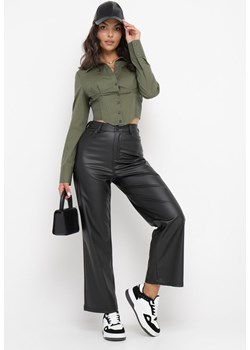 Czarne Szerokie Spodnie z Wysokim Stanem Brunnat ze sklepu Born2be Odzież w kategorii Spodnie damskie - zdjęcie 172032482