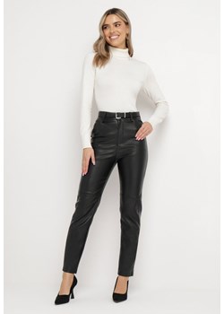 Czarne Spodnie z Ekoskóry z Wysokim Stanem Alidmia ze sklepu Born2be Odzież w kategorii Spodnie damskie - zdjęcie 172032703