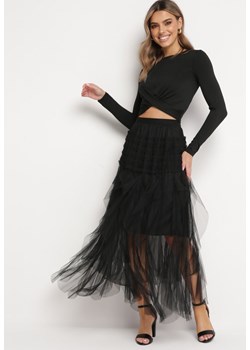 Czarna Spódnica Maxi z Tiulowym Dołem i Falbankami Liraen ze sklepu Born2be Odzież w kategorii Spódnice - zdjęcie 172033051