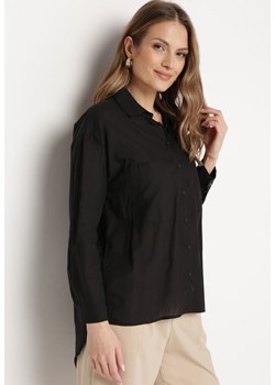 Czarna Bawełniana Koszula Klasyczna z Kieszeniami Sasana ze sklepu Born2be Odzież w kategorii Koszule damskie - zdjęcie 172033214