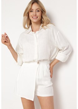 Białe Szorty Imitujące Spódniczkę Mini z Bawełny i Lnu Alaniela ze sklepu Born2be Odzież w kategorii Szorty - zdjęcie 172033333