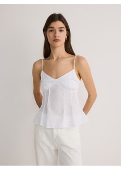 Reserved - Top z baskinką z bawełny - biały ze sklepu Reserved w kategorii Bluzki damskie - zdjęcie 172034454