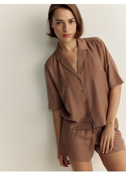 Reserved - Dwuczęściowa piżama z wiskozą - brązowy ze sklepu Reserved w kategorii Piżamy damskie - zdjęcie 172034510