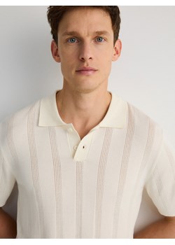 Reserved - Sweter polo regular fit z wiskozą - złamana biel ze sklepu Reserved w kategorii Swetry męskie - zdjęcie 172034703