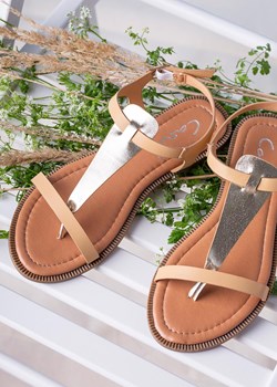 Beżowe sandały japonki płaskie Casu SN20X2/BE ze sklepu Casu w kategorii Sandały damskie - zdjęcie 172036620