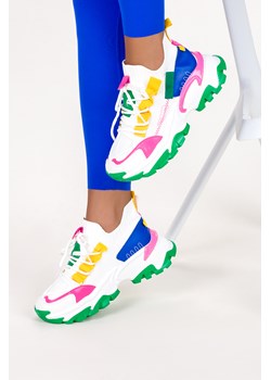 Wielokolorowe sneakersy na platformie damskie buty sportowe sznurowane Casu BL322P-G ze sklepu Casu w kategorii Buty sportowe damskie - zdjęcie 172044781