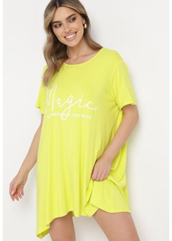 Żółta Wiskozowa Klasyczna Sukienka z Napisem Neliada ze sklepu Born2be Odzież w kategorii Sukienki - zdjęcie 172046543