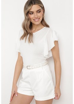 Biała Bawełniana Bluzka Ozdobiona Falbankami przy Rękawach Fuliana ze sklepu Born2be Odzież w kategorii Bluzki damskie - zdjęcie 172046683