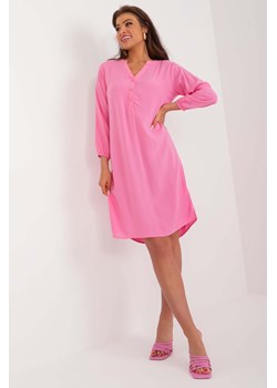 Koszulowa sukienka różowa z długim rękawem ze sklepu 5.10.15 w kategorii Sukienki - zdjęcie 172048322