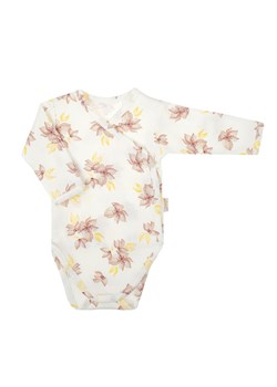 Bawełniane dziewczęce body kopertowe z długim rękawem w kwiatki ze sklepu 5.10.15 w kategorii Odzież dla niemowląt - zdjęcie 172048344