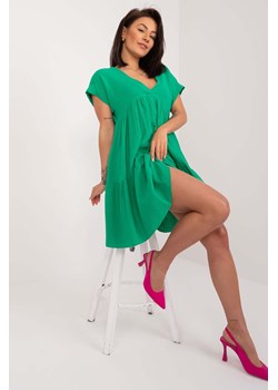 Luźna bawełniana sukienka damska - zielona ze sklepu 5.10.15 w kategorii Sukienki - zdjęcie 172048353