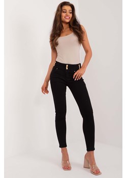 Dopasowane spodnie jeansowe z ozdobnymi guzikami czarne ze sklepu 5.10.15 w kategorii Jeansy damskie - zdjęcie 172048370