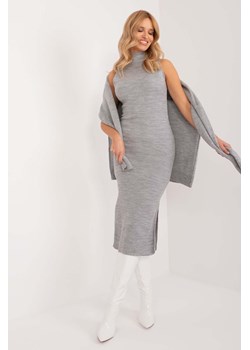 Komplet dzianinowy szary z dopasowaną sukienką midi ze sklepu 5.10.15 w kategorii Komplety i garnitury damskie - zdjęcie 172048380