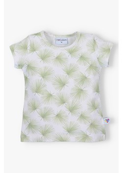 T-shirt dziewczęcy z krótkim rękawem - biała w listki - I Love Colors ze sklepu 5.10.15 w kategorii Bluzki dziewczęce - zdjęcie 172048391