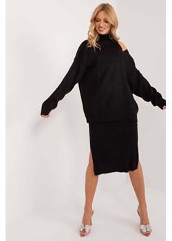 Komplet dzianinowy czarny z dopasowaną sukienką midi ze sklepu 5.10.15 w kategorii Komplety i garnitury damskie - zdjęcie 172048404