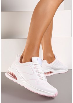 Biało-Różowe Sneakersy przed Kostkę z Ekoskóry na Płaskiej Podeszwie Typu Air Faloen ze sklepu born2be.pl w kategorii Buty sportowe damskie - zdjęcie 172049330