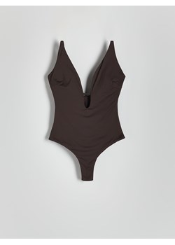 Reserved - Jednoczęściowy strój plażowy - ciemnobrązowy ze sklepu Reserved w kategorii Stroje kąpielowe - zdjęcie 172049732