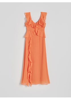 Reserved - Sukienka midi - pomarańczowy ze sklepu Reserved w kategorii Sukienki - zdjęcie 172049931