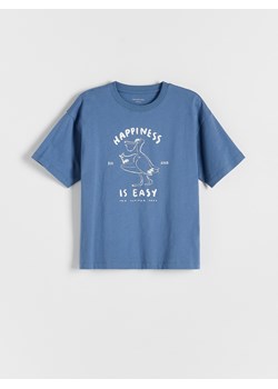 Reserved - T-shirt oversize z nadrukiem - niebieski ze sklepu Reserved w kategorii T-shirty chłopięce - zdjęcie 172050032