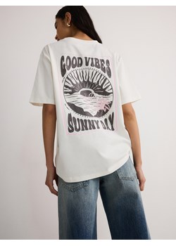 Reserved - T-shirt oversize z nadrukiem - złamana biel ze sklepu Reserved w kategorii Bluzki damskie - zdjęcie 172050124
