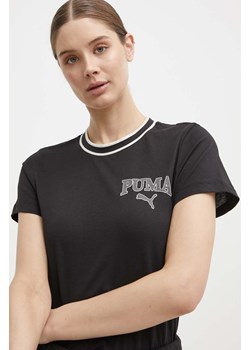 Puma t-shirt bawełniany SQUAD damski kolor czarny 677897 ze sklepu ANSWEAR.com w kategorii Bluzki damskie - zdjęcie 172051241