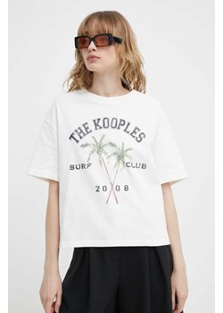 The Kooples t-shirt bawełniany damski kolor beżowy FTSC28030K ze sklepu ANSWEAR.com w kategorii Bluzki damskie - zdjęcie 172051311