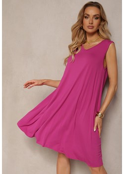 Fioletowa Sukienka z Wiskozą z Paskami na Plecach Timawrre ze sklepu Renee odzież w kategorii Sukienki - zdjęcie 172051854
