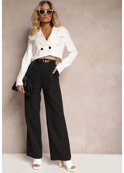 Czarne Garniturowe Spodnie High Waist z Gumką w Talii Oziara ze sklepu Renee odzież w kategorii Spodnie damskie - zdjęcie 172051974