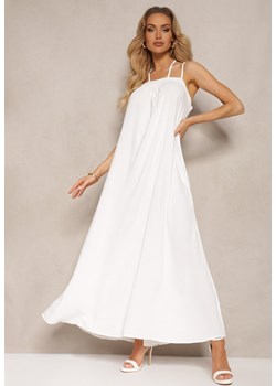 Biała Sukienka z Regulowanymi Ramiączkami i Wiązaniem przy Szyi Qloenma ze sklepu Renee odzież w kategorii Sukienki - zdjęcie 172052503