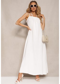 Biała Sukienka z Regulowanymi Ramiączkami i Wiązaniem przy Szyi Qloenma ze sklepu Renee odzież w kategorii Sukienki - zdjęcie 172052504