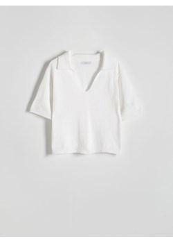 Reserved - Dzianinowa bluzka polo - złamana biel ze sklepu Reserved w kategorii Bluzki damskie - zdjęcie 172054810